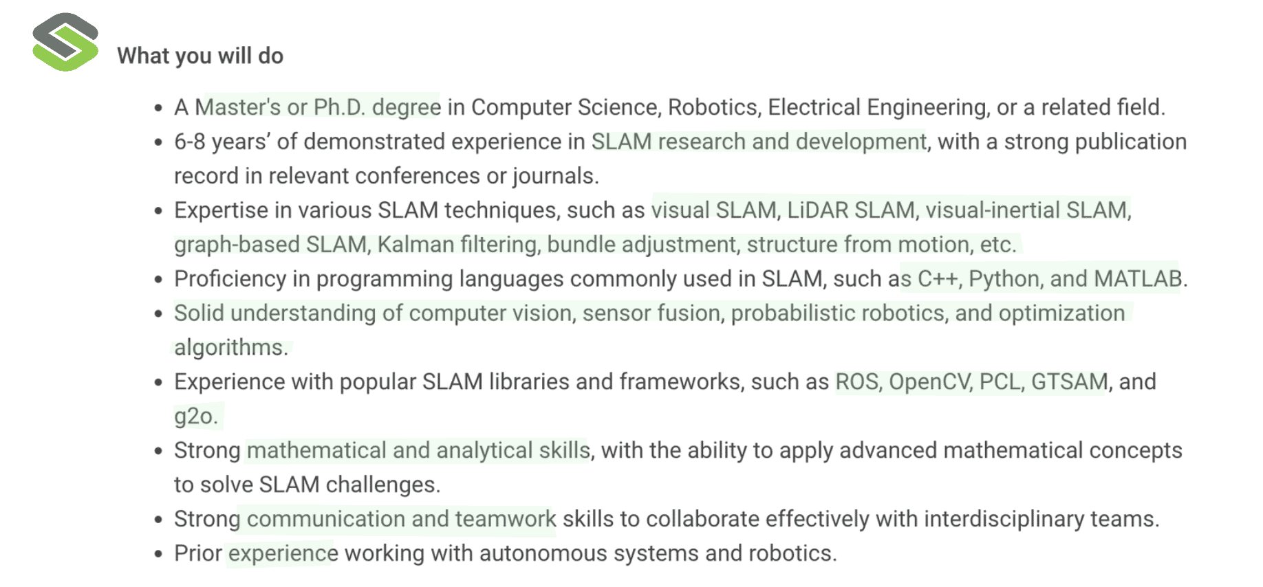 SLAM Roadmap: Which skills are needed to become a SLAM Engineer?